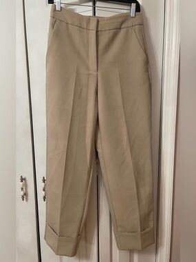 Zara wide-leg trousers in a beige or khaki color Size Medium Length 27 Pre-loved